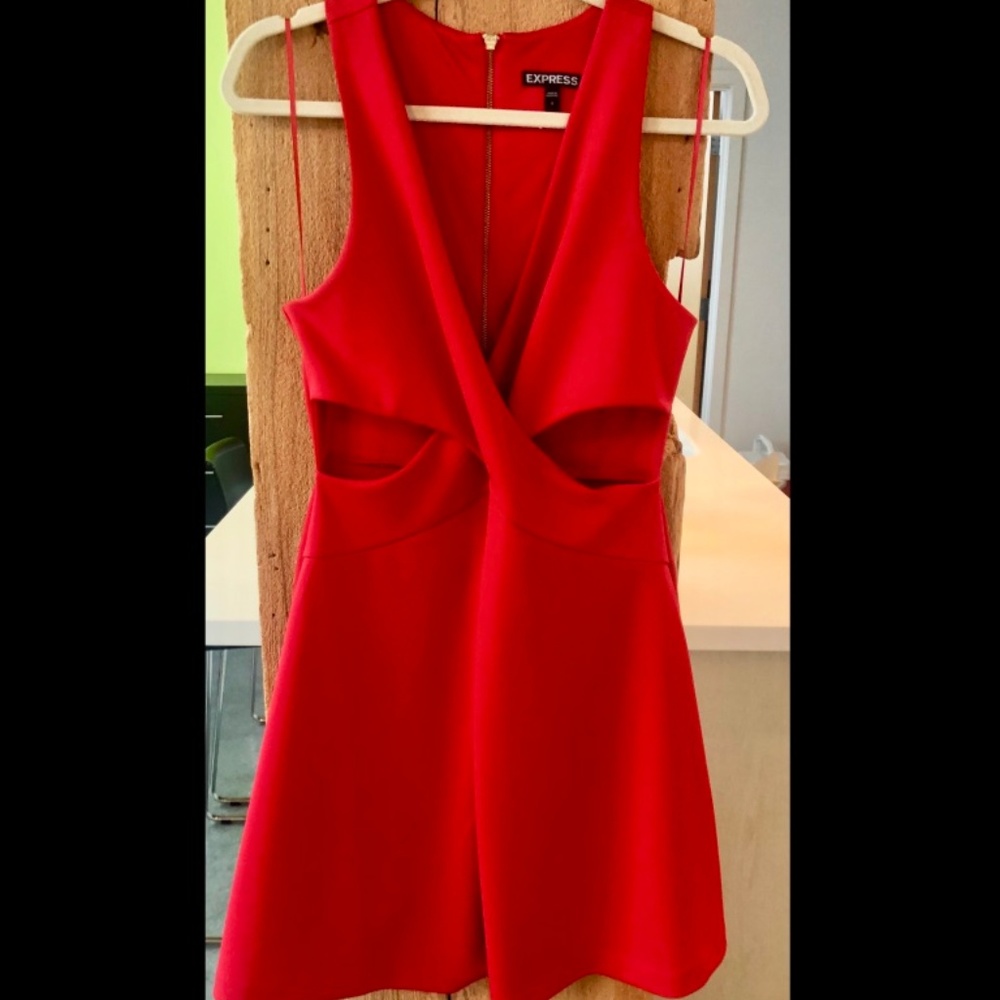 Express Red Cut Out Cocktail Dress